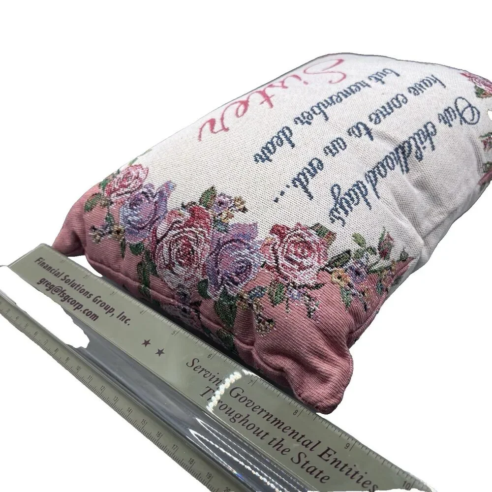 Vintage Style Sister Tapestry Throw Pillows Set of 2 Floral Roses Bird Cottageco
